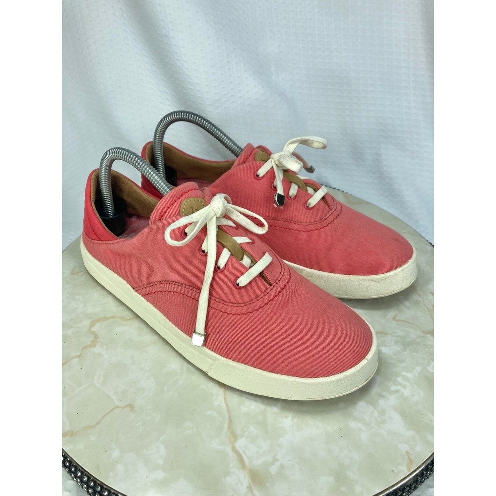 OluKai Kohu Canvas Lace Up Sneakers Womens 9.5 Pink Coral Comfort Slip On Shoes